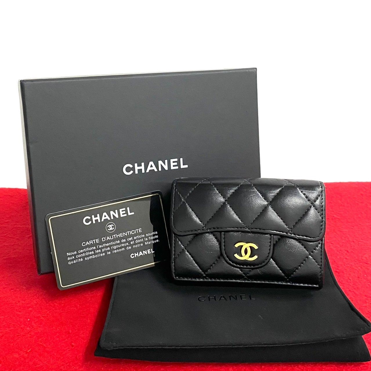 極美品】CHANEL シャネル マトラッセ ラムスキン スモールウォレット