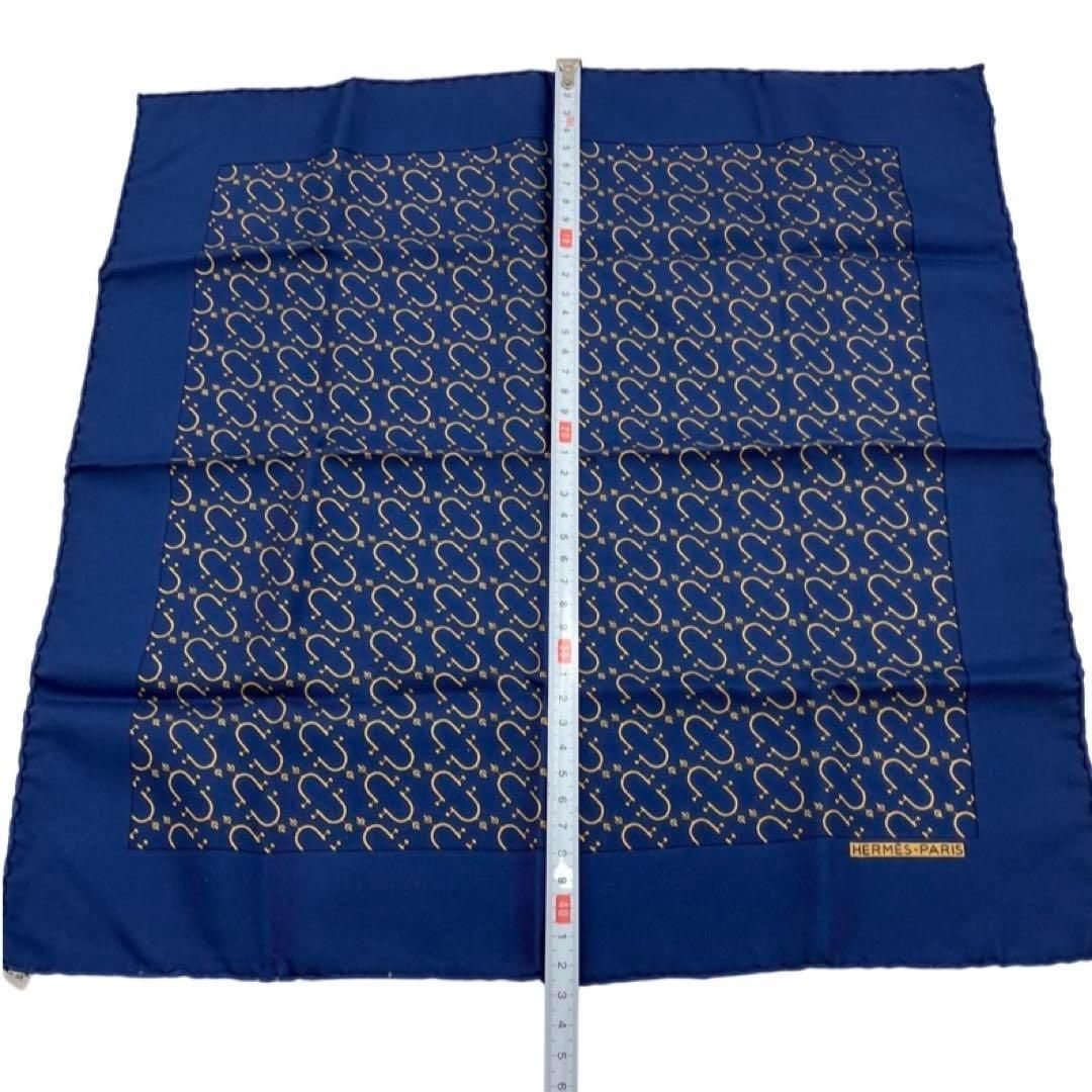 HERMES エルメス カレ シルク スカーフ ハンカチーフ ネイビー 