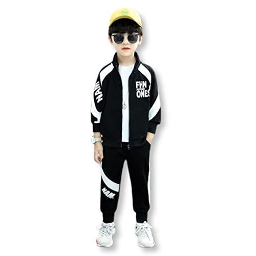 ブラック（130） [MTP u0026 Style] キッズ ジャージ 上下 セットアップ 男の子 スポーツ ダンス トレーニング ウェア ボーイズ 長袖 (ブラック（130）)