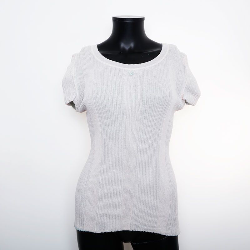 CHANEL - シャネル CHANEL Size42 リバーシブル メッシュ サマーニット ココマーク 半袖シャツ CHANEL シャネル 半袖シャツ Size42 リバーシブル メッシュ