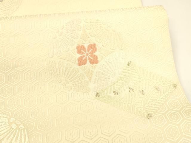 平和屋着物○六通柄袋帯 高田倭男 唐織 松菱花丸文 金糸 正絹 逸品