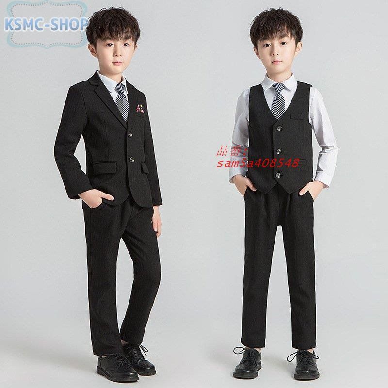 子供 スーツ 男の子 5点セット黒 縦縞 フォーマル 発表会 こども キッズ 子ども 卒業式 七五三 入学式 タキシード am 5 a 408548