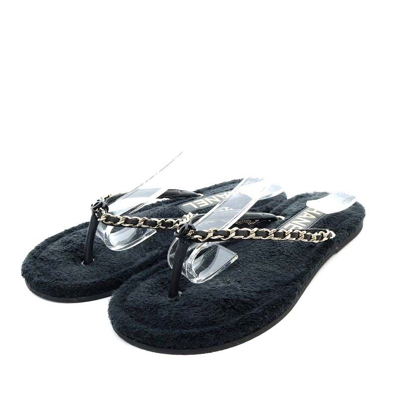 シャネル CHANEL トングサンダル フラット ココマーク チェーン