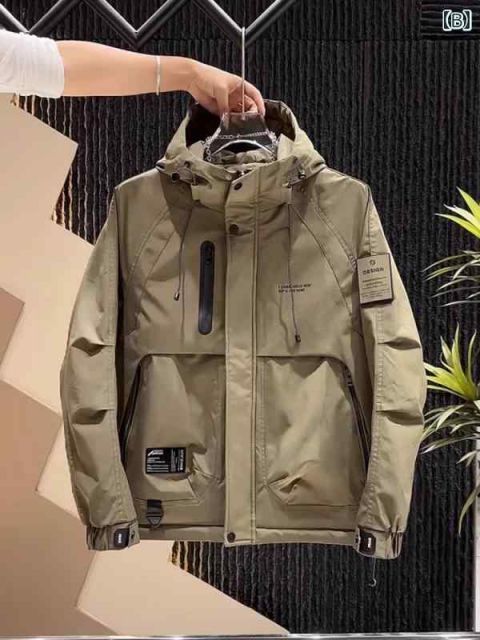 4XL 秋冬 コーデ メンズ 服 シンプル ファッション オシャレ 大人 かっこいい 大きいサイズ ストリート 紳士服 カジュアル コットン ワークウェア フード付き 衣類 ヘビー ジャケット コットン ジャケット KANDAIZUMI_COM