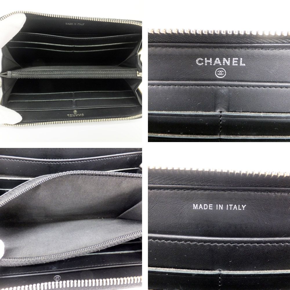 天白】シャネル 長財布 マトラッセ ラウンドファスナー ブラック