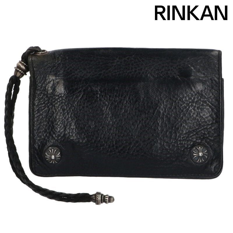 小物 CHROME HEARTS 2ZIP STRAP CHROME HEARTS 2 ZIP STRAP Cross Ball Leather Wallet Bifold