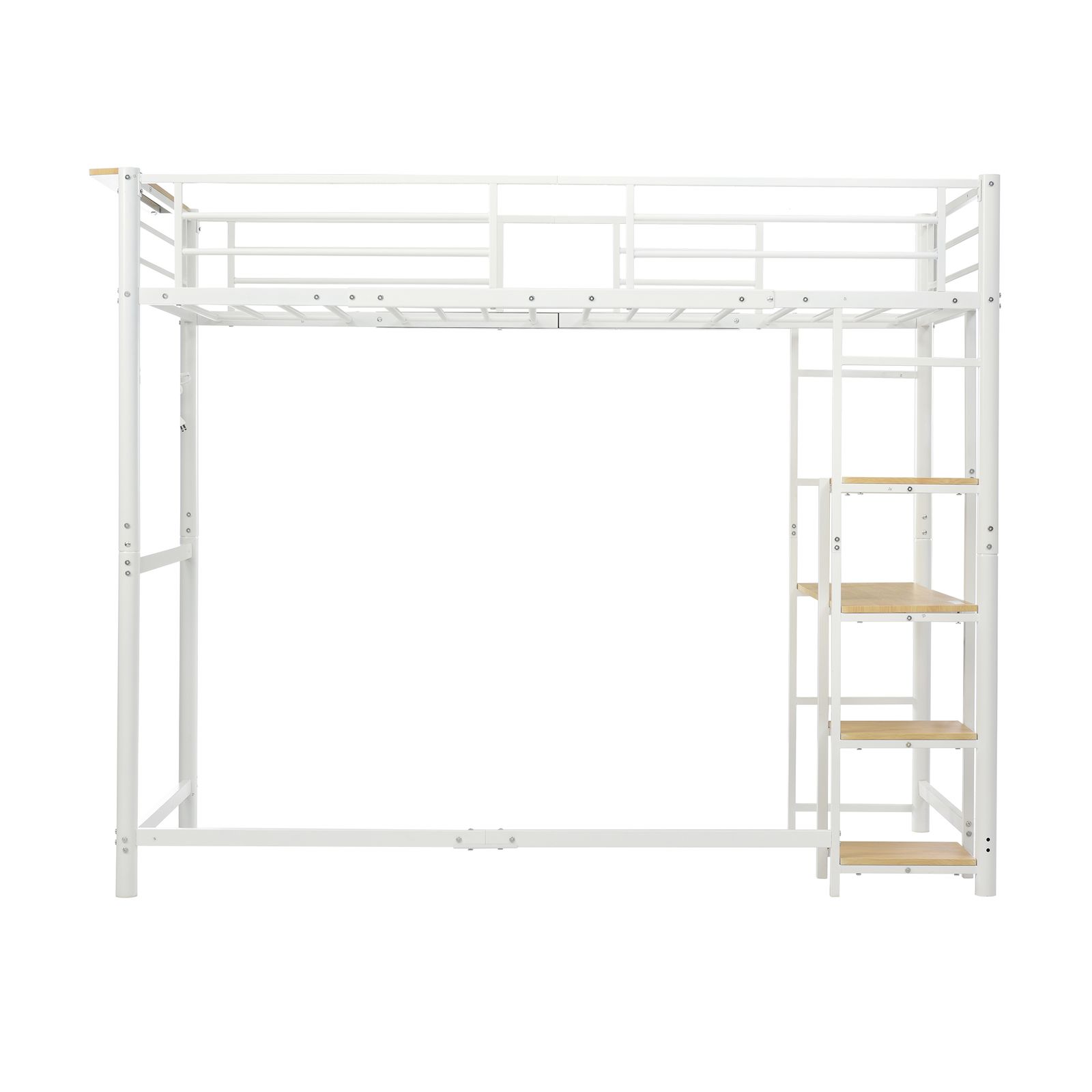 ロフトベッド シングル パイプベッド 収納棚 デスク付き 収納 パイプ