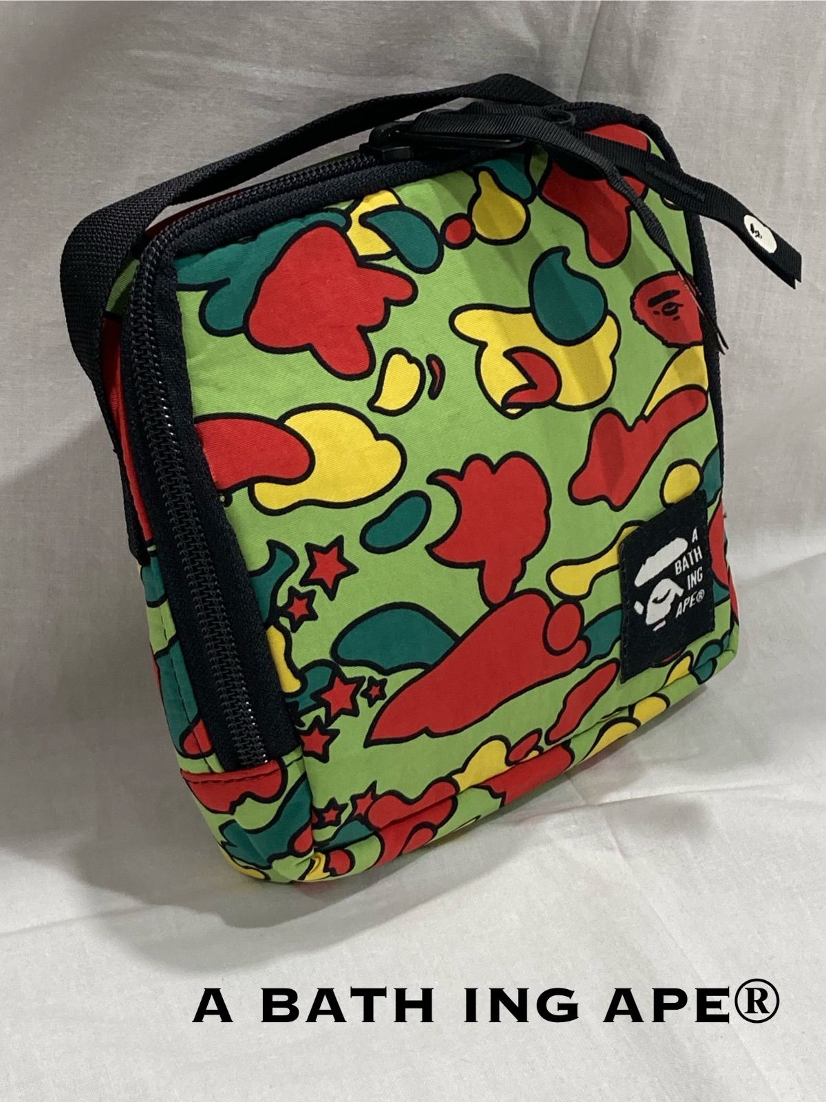 A BATHING APE アベイシングエイプ ポーチ サイケカモ カモフラージュ ナイロン 日本製