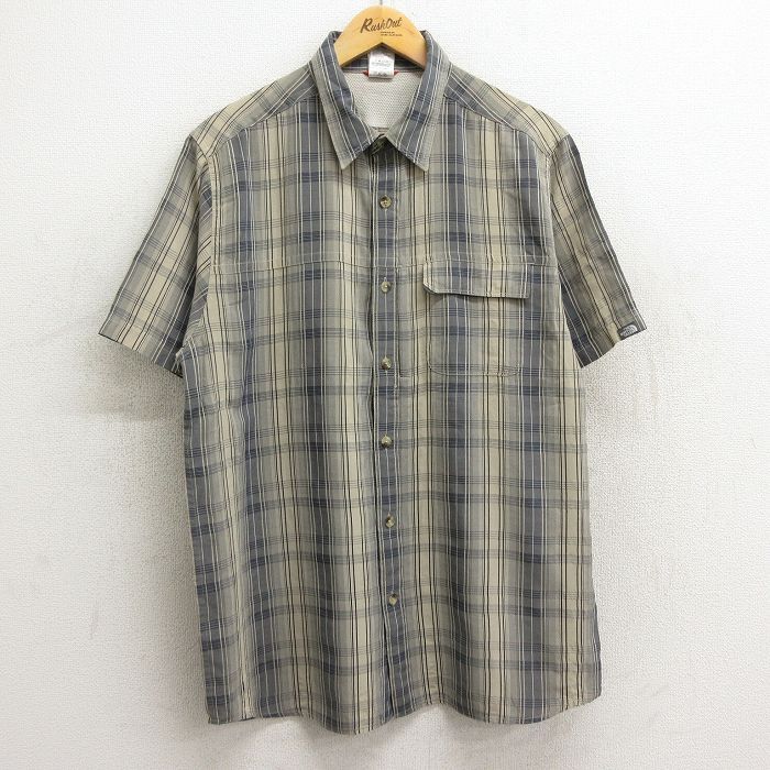 L/古着 ノースフェイス 半袖 シャツ メンズ ベージュ他 カーキ チェック 24may18 中古 トップス