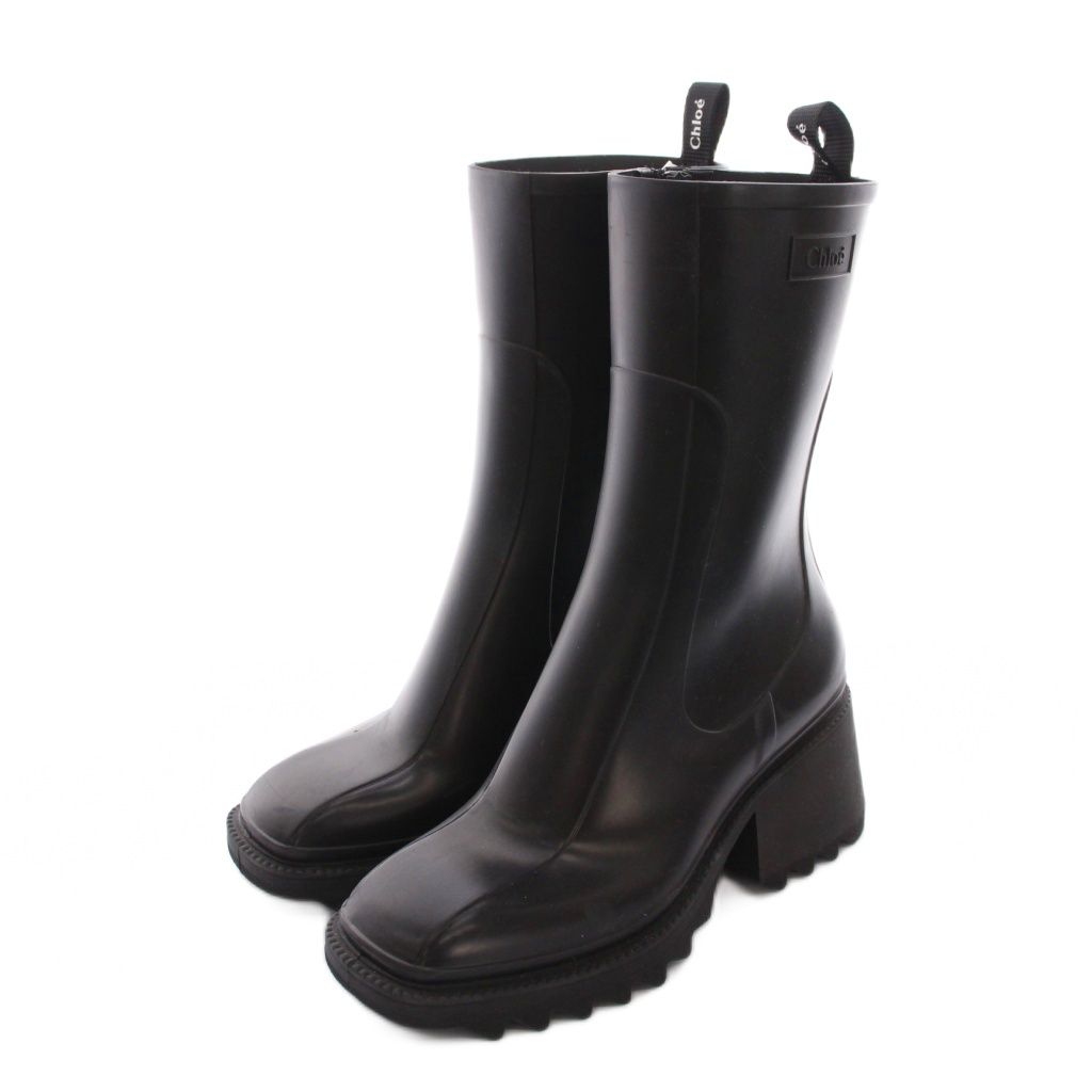 クロエ CHLOE betty ベティ レインブーツ 防水 長靴 39 黒 |YM ●D