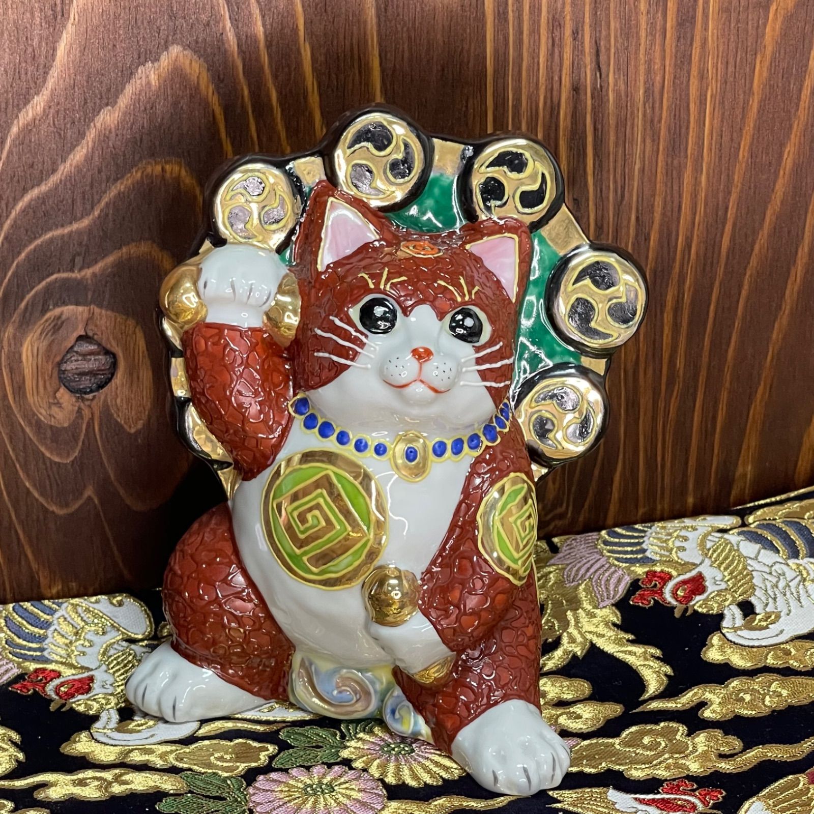 バラ売り可【願いが叶う】【風神雷神①】【九谷焼】招き猫 黒