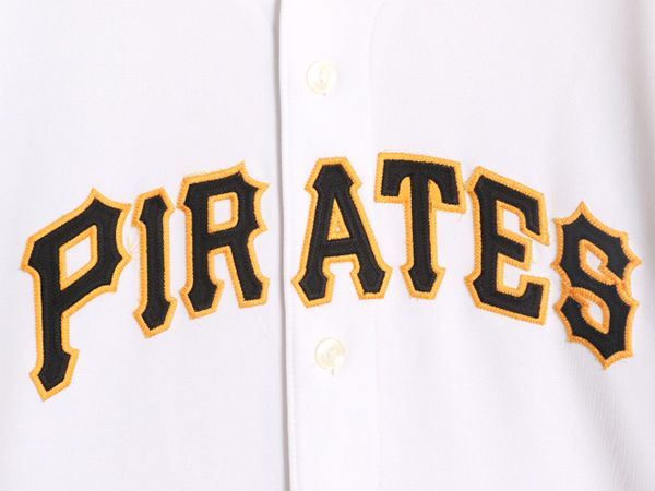 即日発送。 なクーポン配布中! MLB オフィシャル Majestic パイレーツ ベースボール シャツ メンズ M 程 古着 ユニフォーム ゲームシャツ メジャーリーグ 半袖シャツ 野球 張りのある
