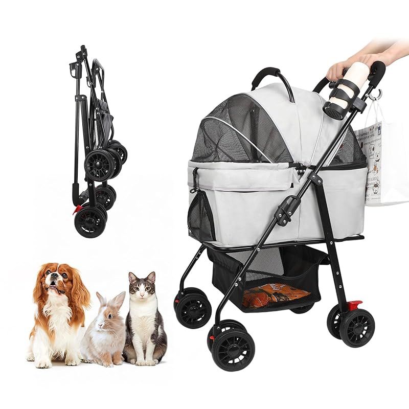 ペットと もっとお出かけ楽しむ チチロバ Titiroba ペットカート 分離式 犬 カート 3WAY 犬用 ベビーカー ペットバギー ワンタッチ折り畳み 対面式 フルオープン 前輪360°回転 後輪ブレーキ付 耐荷重20kg 多頭の小型犬-猫 中型 1