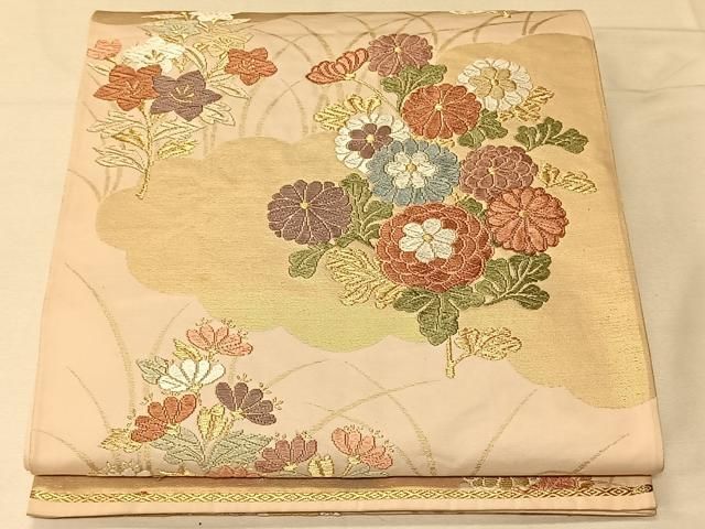 平和屋着物◎六通柄袋帯 唐織 草花文 金銀糸 正絹 逸品