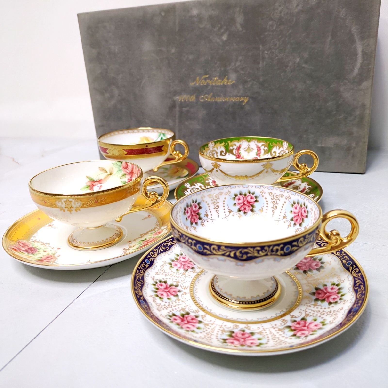 Noritake 100th Anniversary ノリタケ 100周年記念 アソートコレクション カップ-ソーサー 4客セット
