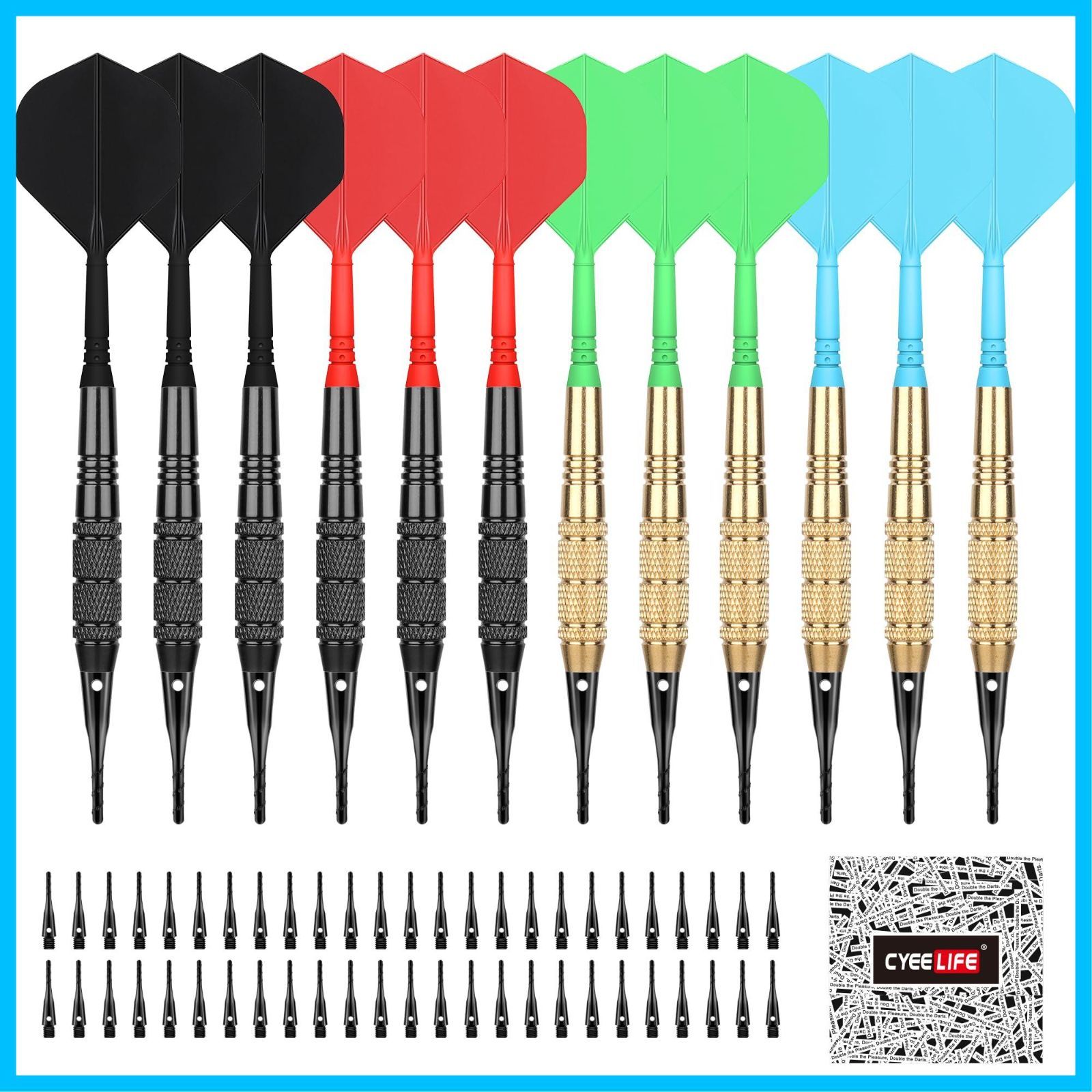 【早発送】CyeeLifeプラスチック先端ダーツ矢電子ダーツボード用12点式ダーツ矢18 g