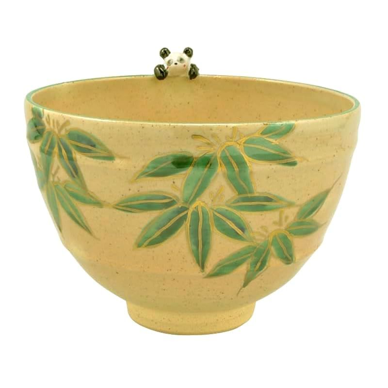 茶道具 抹茶茶碗 抹茶碗 茶道 京焼 パンダ 茶 竹中洸祥 作 陶器 贈り物 経12.5×高9cm