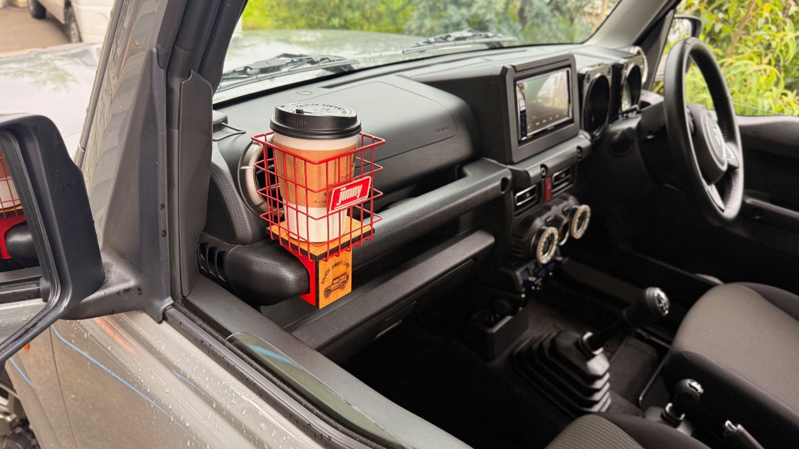 ジムニー JB64 JB74 シエラ ノマド ドリンクホルダー 運転席対応 ２個セット レッド ウッドボトム カスタム 小物収納 BRIGHTFACE_UK