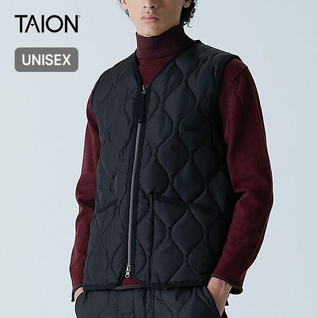 TAION タイオン ミリタリーVネックジップダウンベスト ユニセックス TAION-001ZML-1
