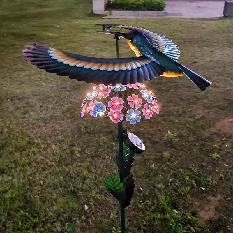 オブジェ 置物 置物 オブジェ 光る 鳥 まわる カワセミ 翡翠 花 ガーデンライト