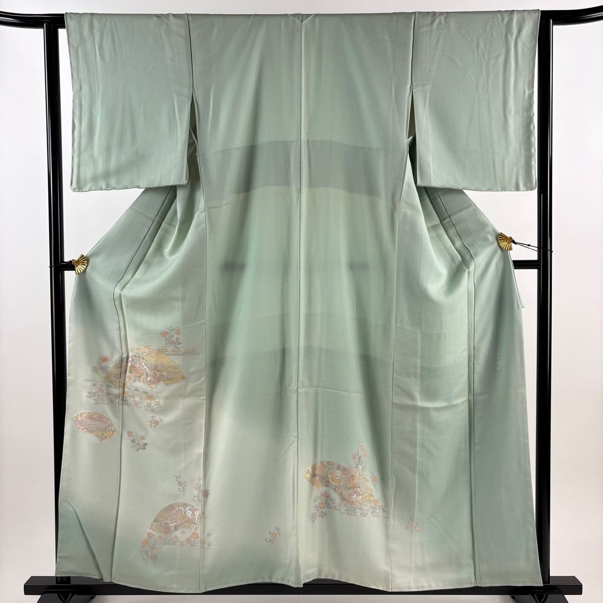 訪問着 身丈158cm 裄丈62cm S 袷 草花 金彩 染め分け 赤茶 正絹 美品 秀品 中古 訪問着 身丈160.5cm 裄丈62.5cm S 袷 扇面 草花 金彩 ぼかし ピンク