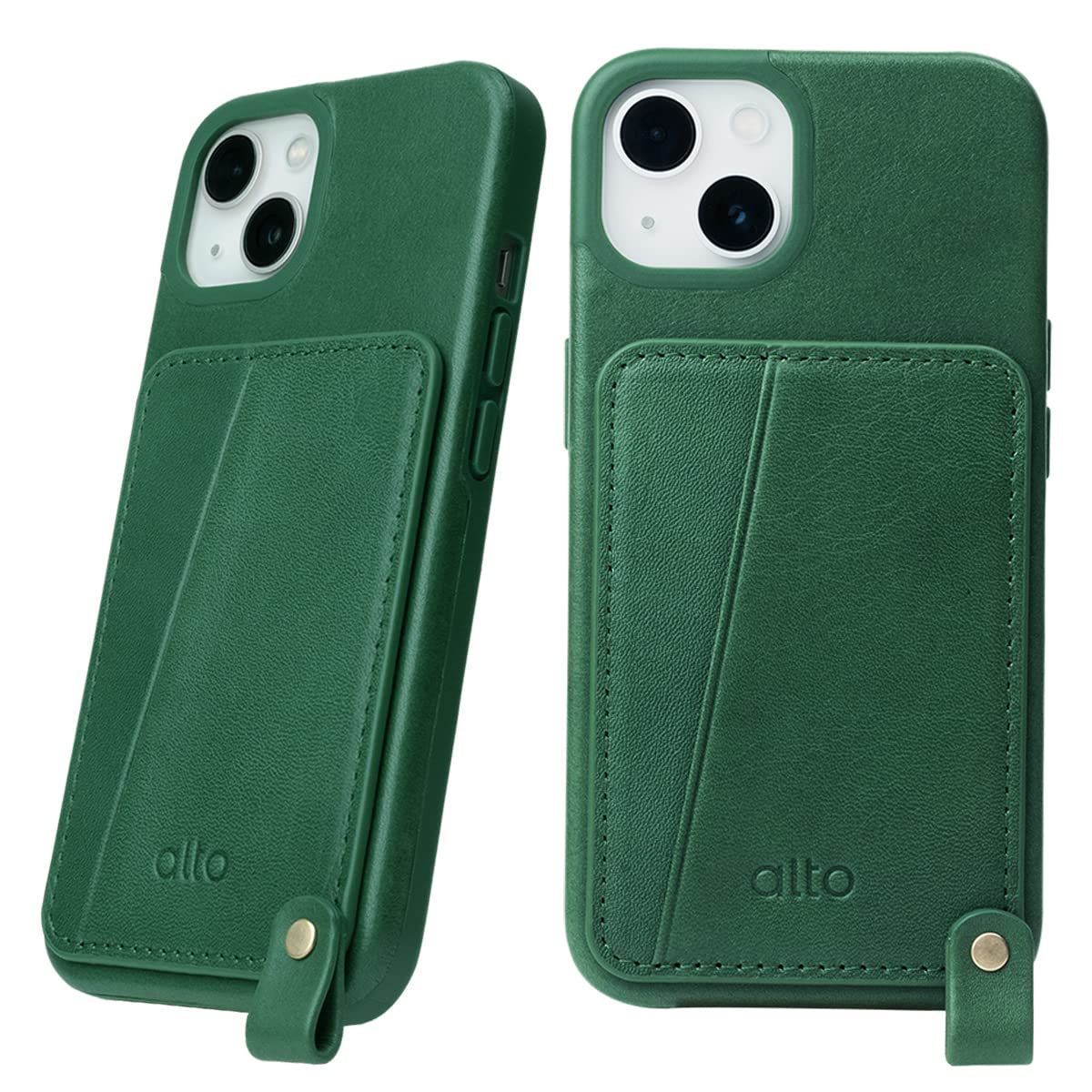 新着商品 レザーケース イタリア製 本革 耐衝撃 フォレストグリーン 13 iPhone 360 Anello Alto