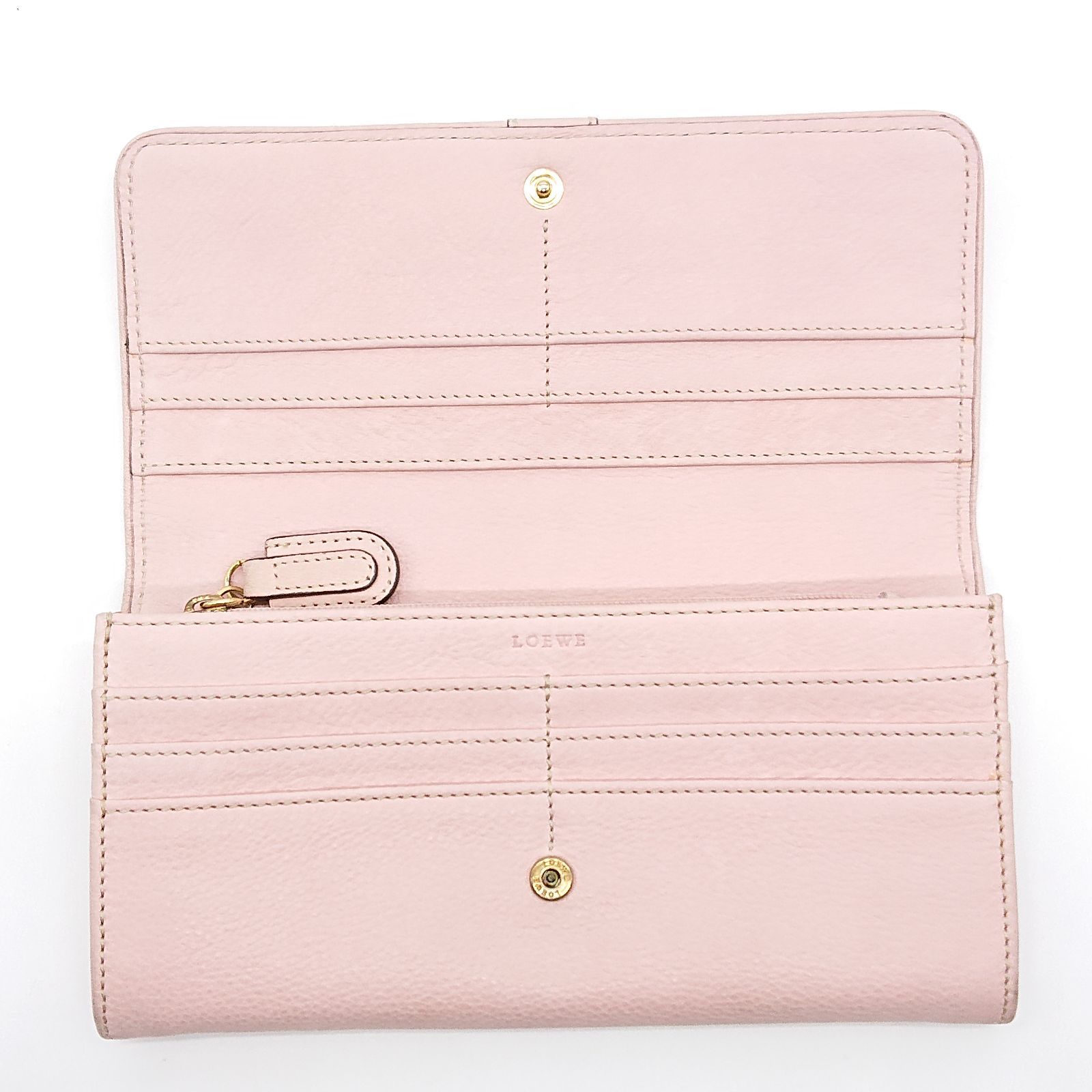 美品】LOEWE ロエベ アナグラム 長財布 ピンク 箱 布付き 布財布