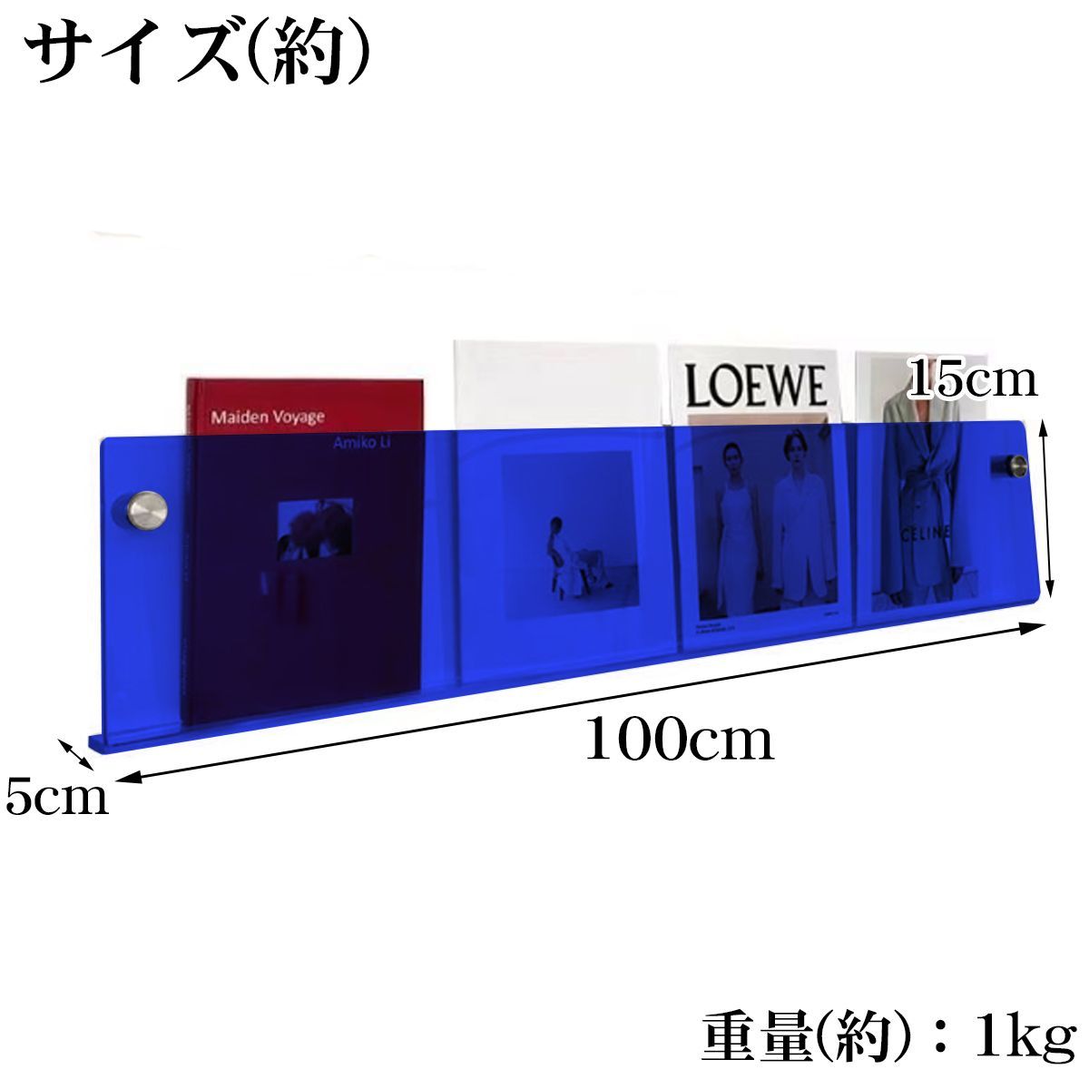 マガジンラック ウォールラック 壁 マガジンラック 2個set 幅60cm アクリル レコード 収納 ディスプレイラック 収納ラック 雑誌 薄型 ins風 透明 おしゃれ WP-67BL 2枚組 壁掛け 大 棚 nj-0326-0328（商品番号：15-nj