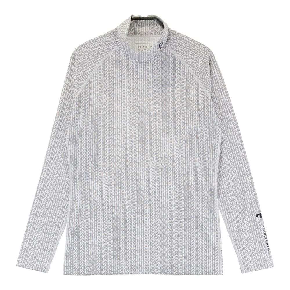 サイズ 3 PEARLY GATES パーリーゲイツ ハイネック 長袖インナーTシャツ ロゴ 総柄 ホワイト系 240101489991 ゴルフウェア メンズ ストスト