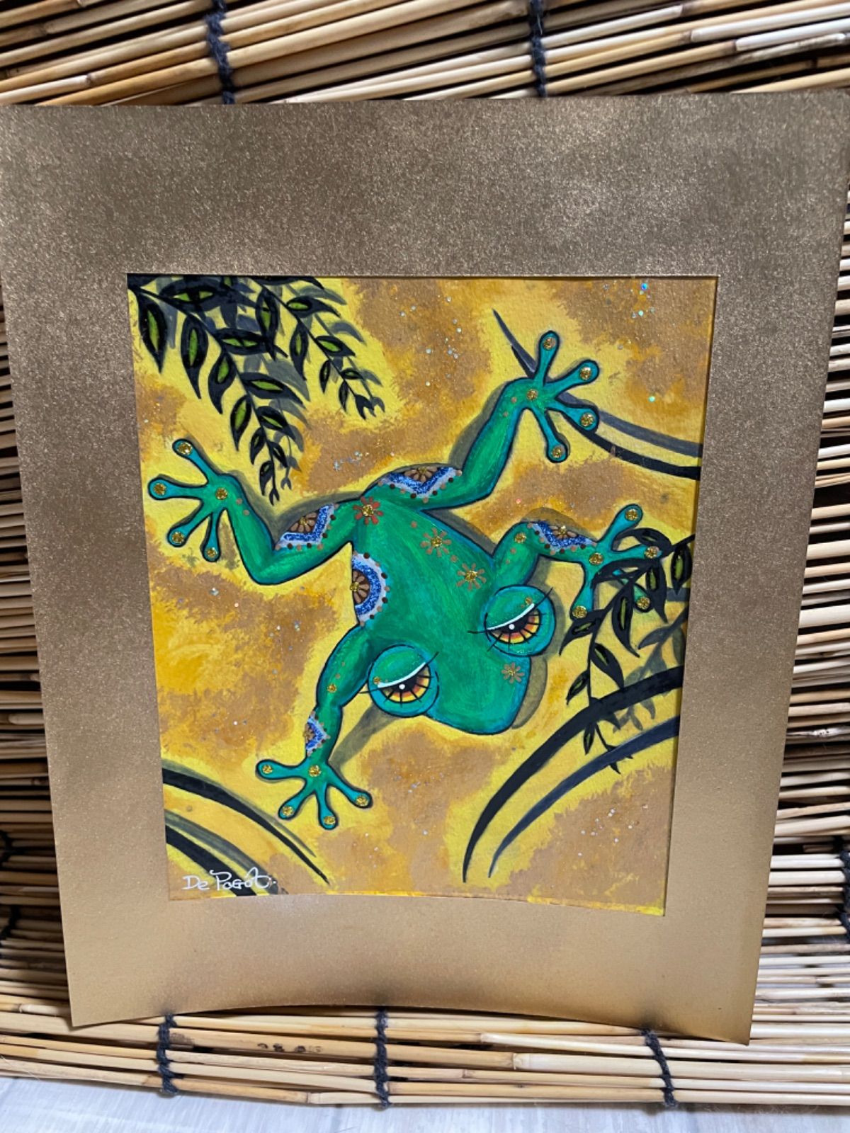 絵画　バリ絵画　カエル 絵画 バリ絵画 カエル