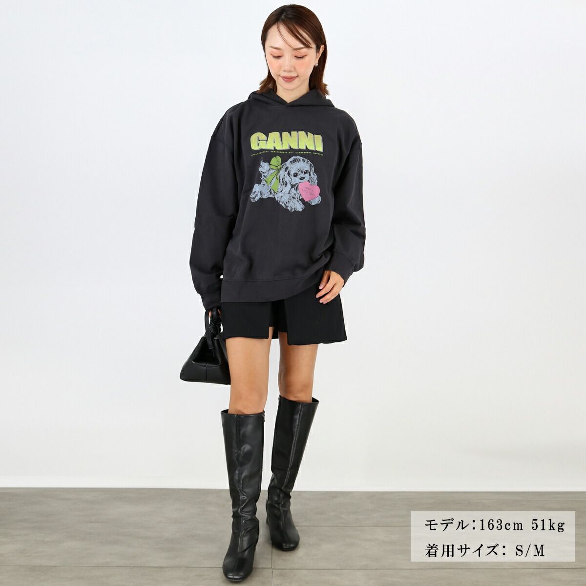 GANNI ガニー ロゴ フードパーカー スウェット T 4360 ISOLI OVERSIZED HOODIE トップス フーディー オーバーサイズ