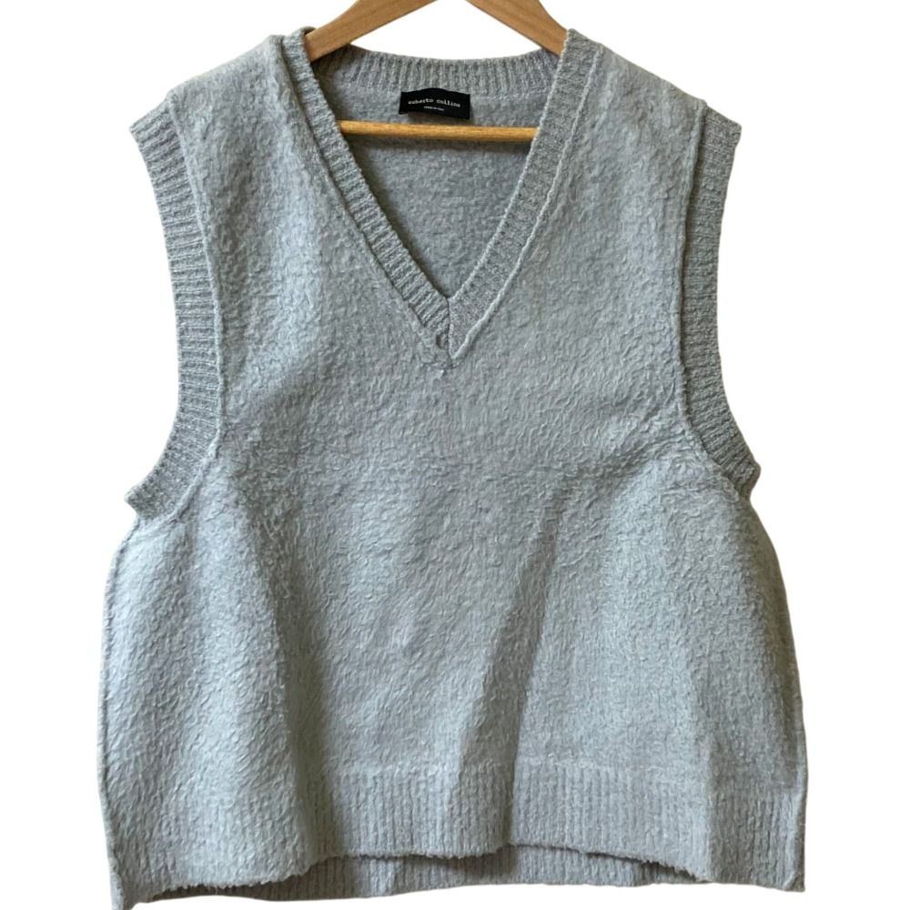 23AW ROBERTO COLLINA ロベルトコリーナ プラージュ別注 vシャギー Vネック ベスト Sサイズ グレー レディース 古着