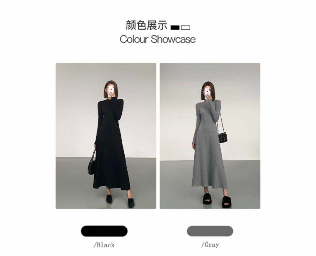 春モテ服 長袖ニットロングワンピース デートや女子会に最適 NEXPOTALLINN_EU