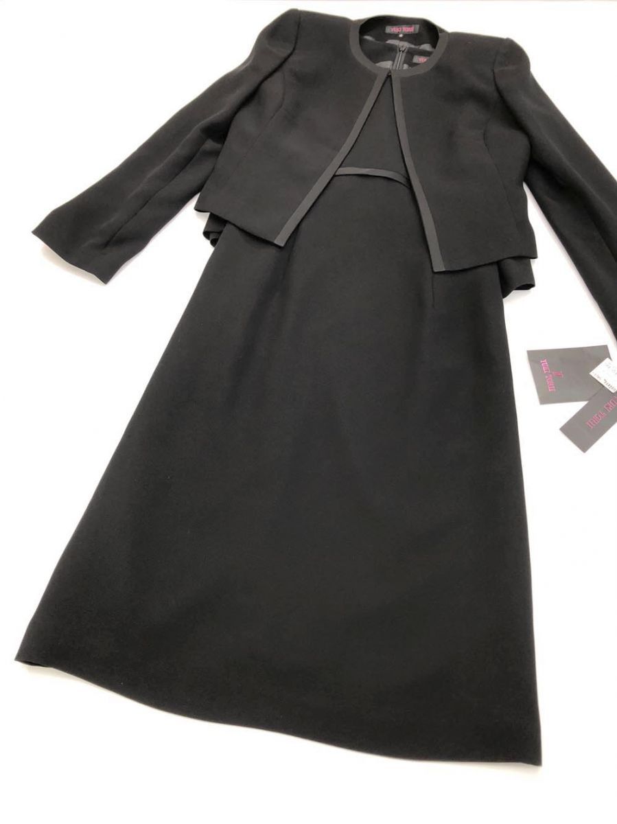 美品 YUKI TORII ユキトリイ ジャケット ツイード 9 M ブラック 新品 YUKI TORII 鳥居ユキ ジャケット ワンピース フォーマル