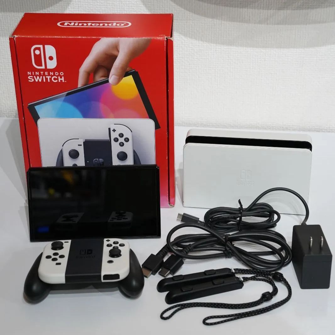 Nintendo Switch ニンテンドースイッチ 有機ELモデル ホワイト フルセット Nintendo Switch OLED Model White Complete Set with Box Great Condition