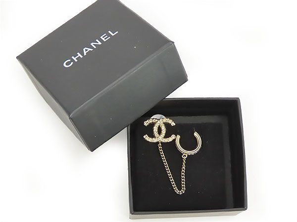 再再再..販 【難あり】CHANEL シャネル フック ピアス ラインストーン