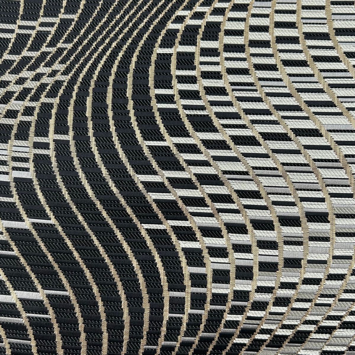 袋帯 美品 名品 あぜくら間道 縞 箔 銀糸 黒 全通 正絹 【中古