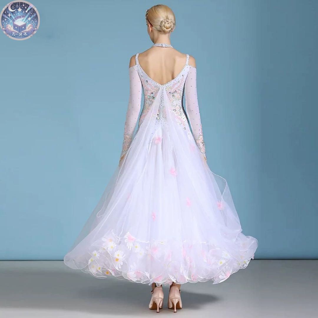 ♥ 華やかストーン付きスタンダードドレス 輝くスタイルで競技会やパーティーに最適