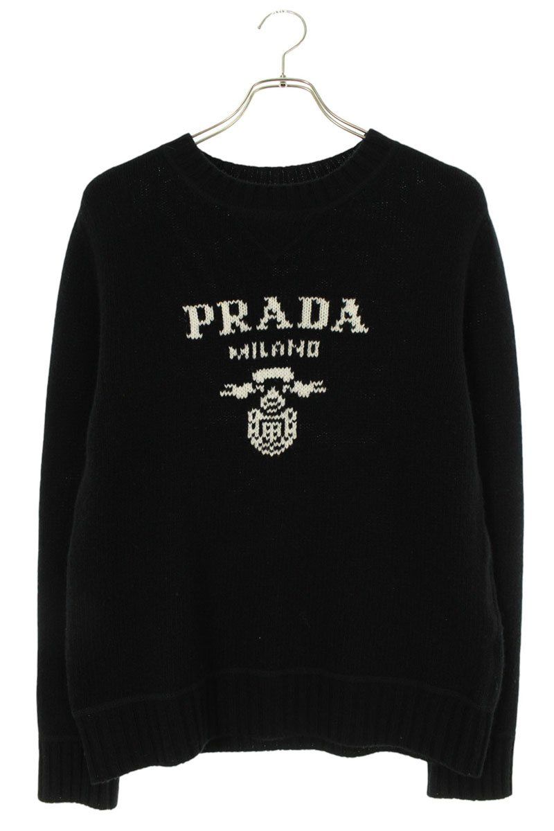prada sports logo plate カシミヤ混　ニットセータープラダ プラダ P24G1V S232 1YMW ロゴ刺繍 カシミヤ混ウールニット
