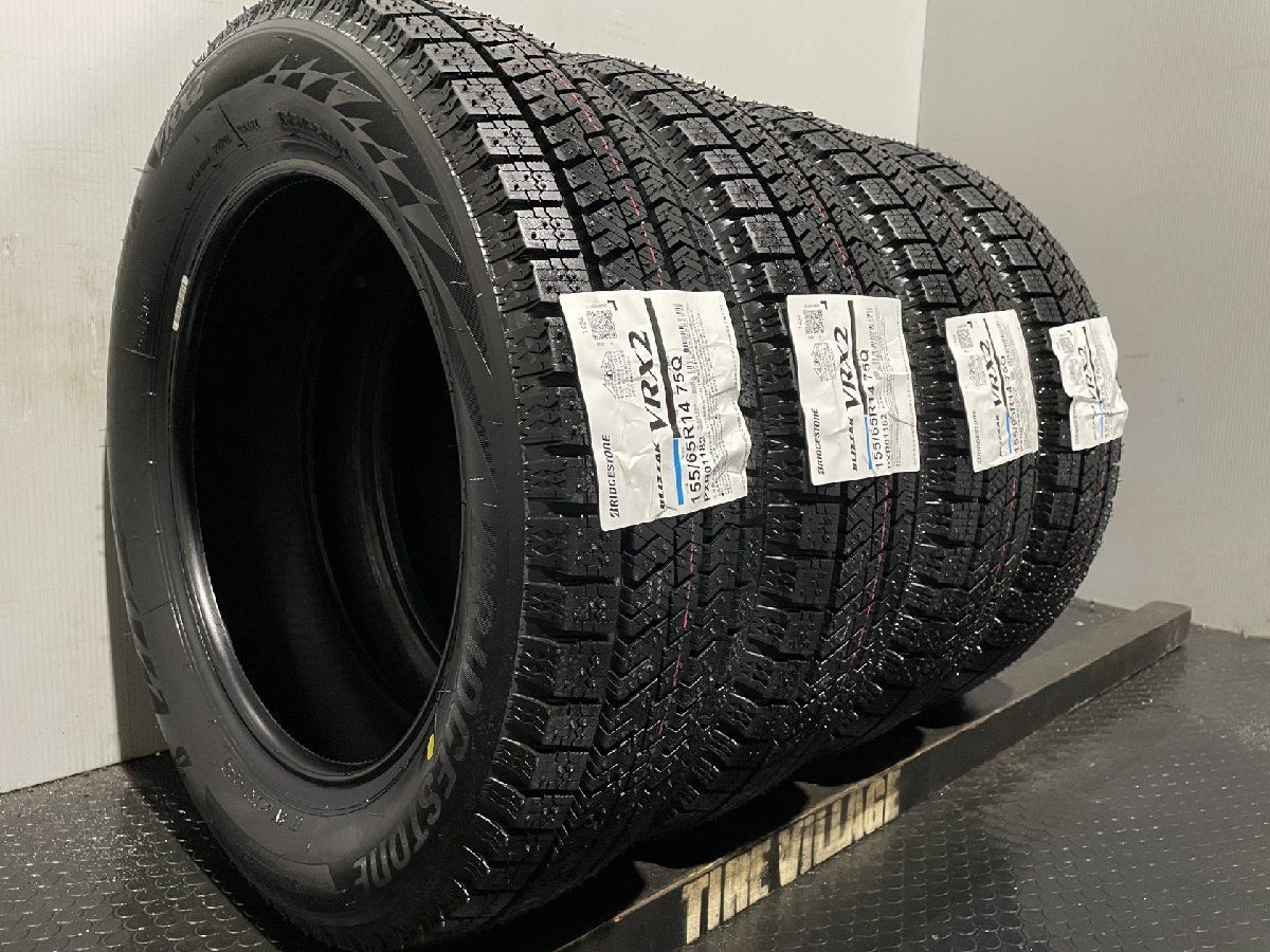 【新品】引取可能 2024年製 BS BRIDGESTONE BLIZZAK VRX2 155/65R14 75Q 14インチ スタッドレス 4本 ムーヴ タント ミライース等　(JRC121)