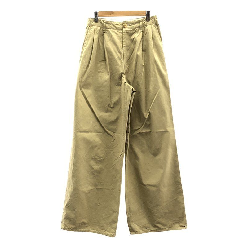 AURALEE | オーラリー | WASHED FINX LIGHT CHINO TUCK WIDE PANTS チノタック ワイドパンツ | 1 | ベージュ | レディース