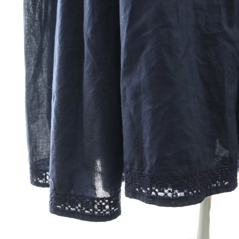 美品✨ハウスオブロータス クロス刺繍ティアードワンピース M 24SS ネイビー 美品✨ハウスオブロータス クロス刺繍ティアードワンピース M