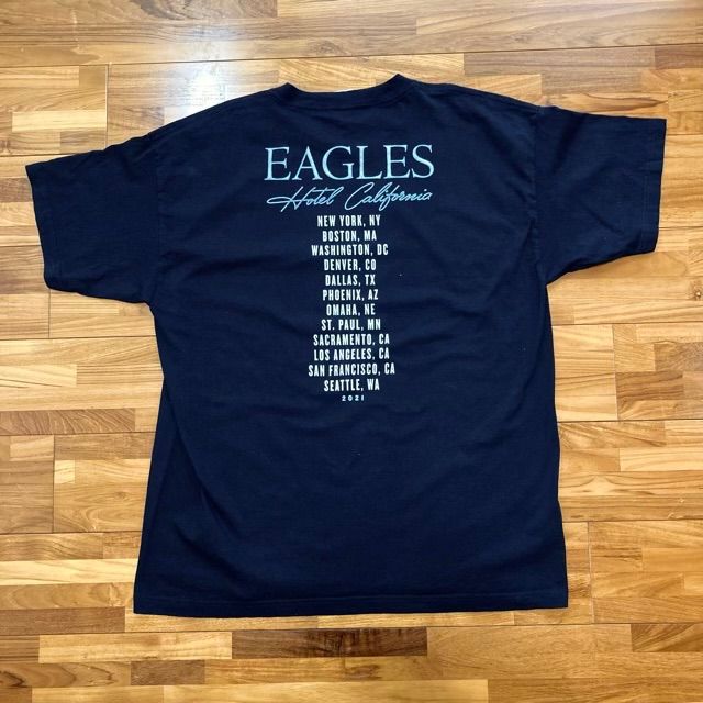 EAGLESバンドTシャツ美品イーグルス2021ホテルカリフォルニアツアー大きいサイズ70sリバイバルブラック黒ドンヘンリー肉厚ジョーウォルシュアメリカ製レトロ古着