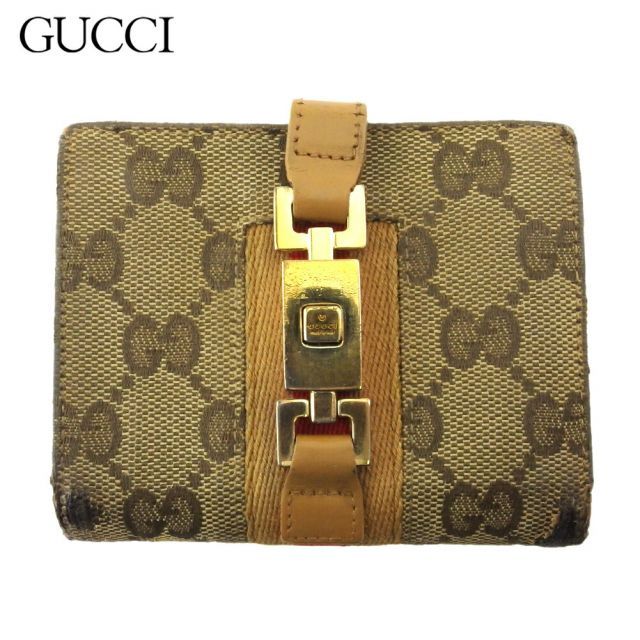 GUCCI グッチ GGキャンバス ジャッキー 二つ折り財布 シェリーライン グッチ Wホック 財布 二つ折り ミニ財布 レディース メンズ