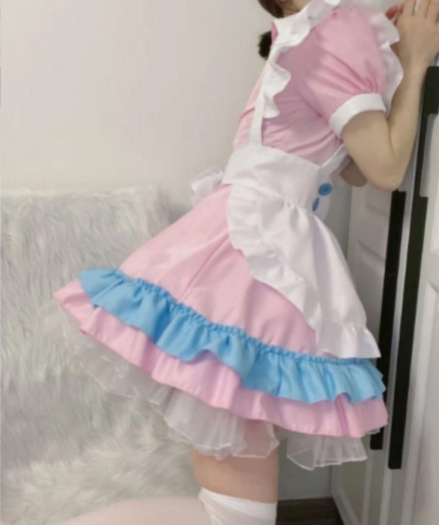 ⭐️コスプレ メイド服 ピンクと水色 フリル付き 可愛い Mサイズ