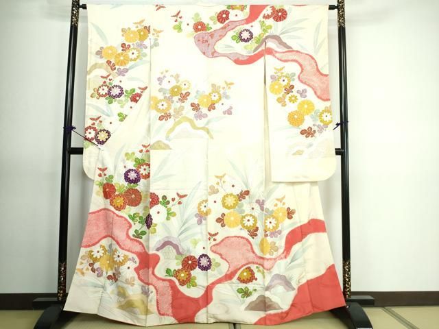 平和屋着物□豪華振袖 駒刺繍 絞り 草花文 金彩 正絹 逸品