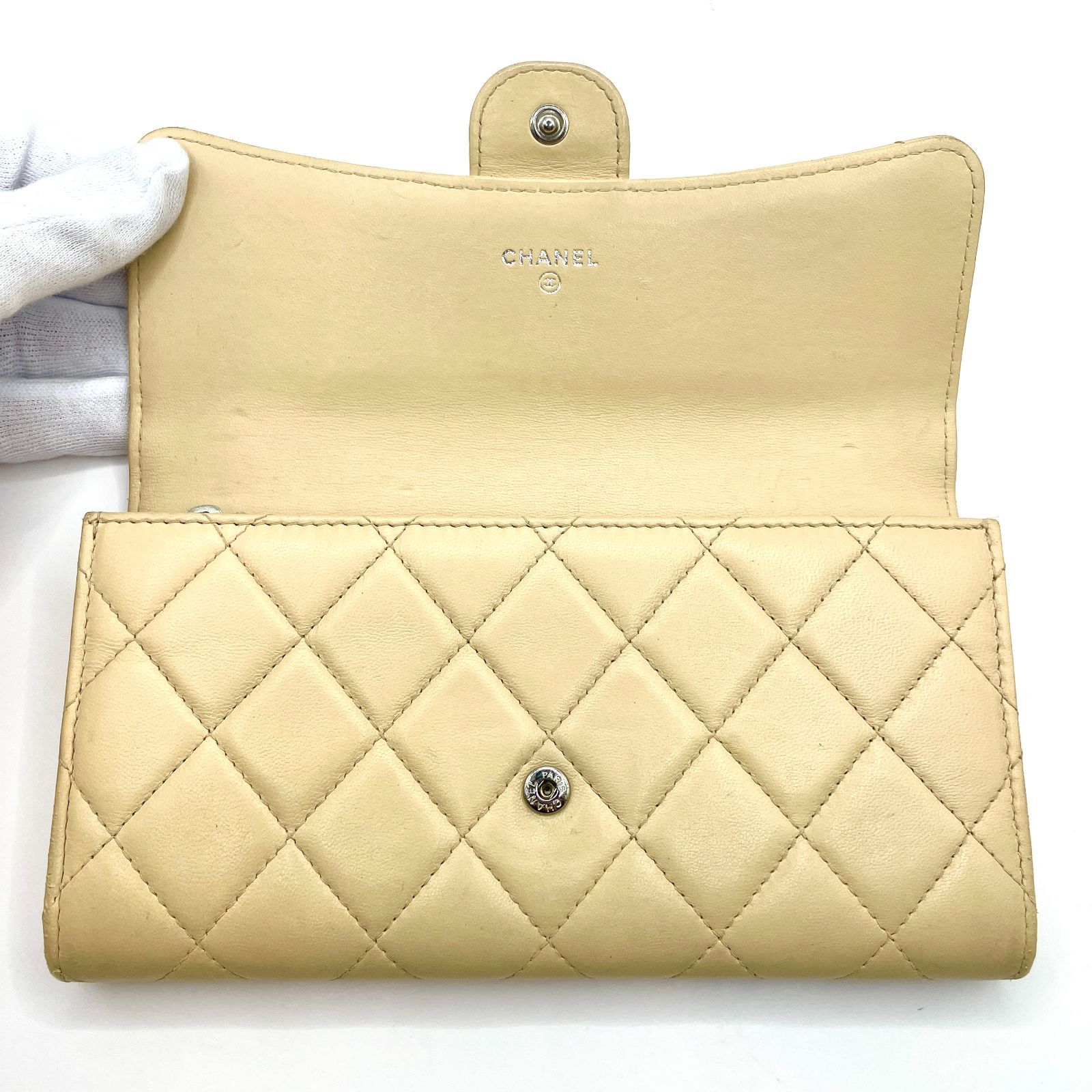 478】CHANEL/シャネル マトラッセ ラムスキン フラップウォレット 長  