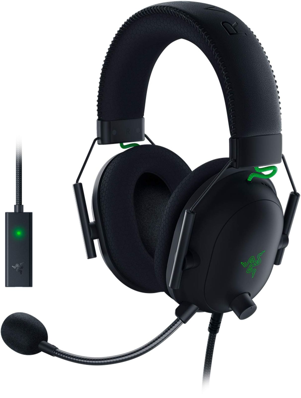 Razer BlackShark V2 ゲーミングヘッドセット USBサウンドカード付 ヘッドセット USB 3.5mmアナログ THX 7.1ch 立体音響 特許技術採用チタンコート50mmドライバー 単一指向性マイク ノイズキャンセ [有線