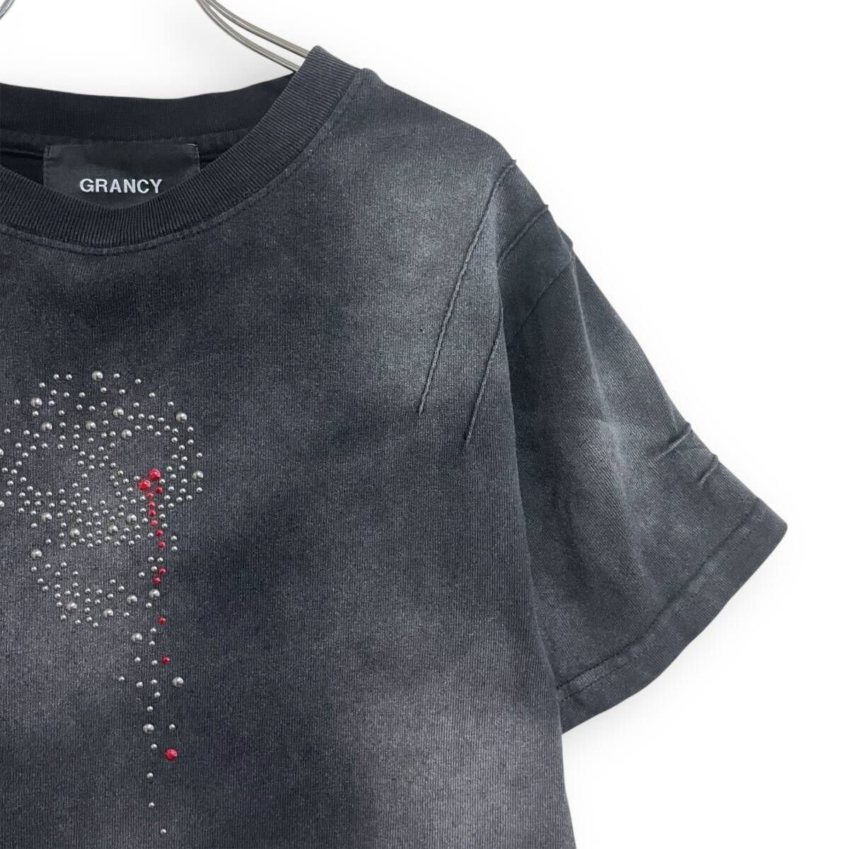 GRANCY〉スカルラインストーンデザイン Tシャツ | ヤマダウェブコム