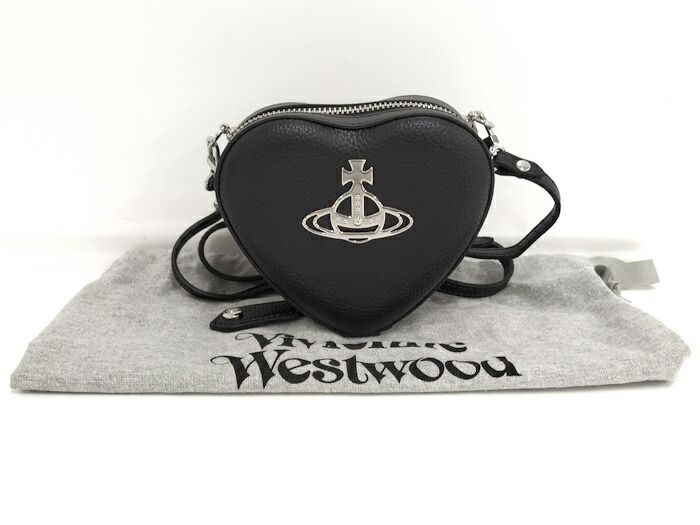 Vivienne Westwood ショルダーバッグ 斜めがけバッグ ハート レザー ブラック DECORATOM_COM_BR